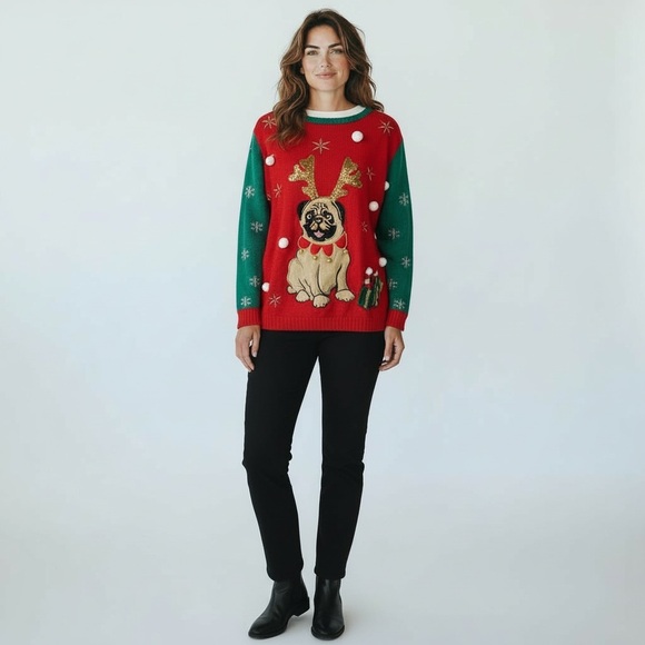 Ugly Christmas Sweater  Bulldog and gingle bells - Picture 6 of 6